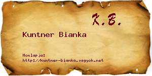 Kuntner Bianka névjegykártya